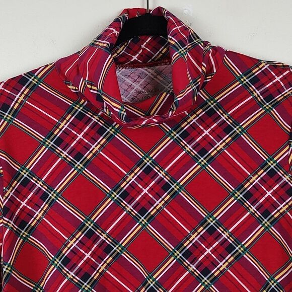 Talbot's Tartan Plaid Long Sleeve Cotton Turtleneck Blouse Top NWT Size Large - Picture 7 of 12